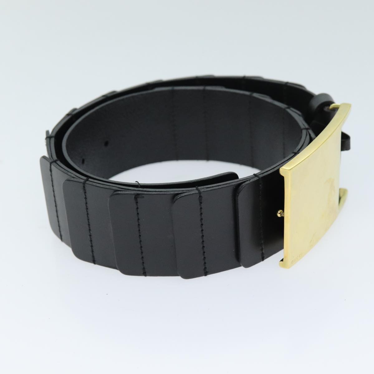 GUCCI Belt Leather 26.8""-28.7"" Black bs13972