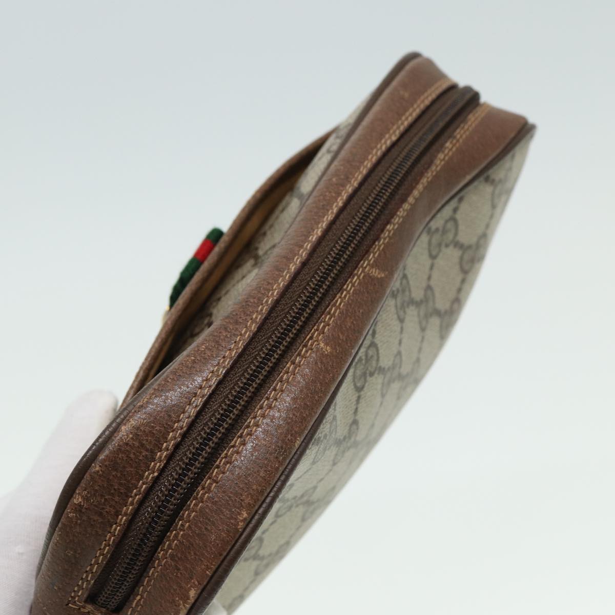 GUCCI GG Supreme Web Sherry Line Clutch Bag 2Set Beige Red Green bs14077