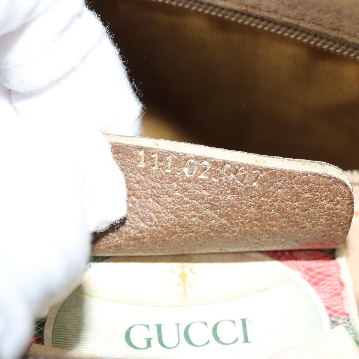 GUCCI GG Supreme Web Sherry Line Boston Bag Beige Red 111 02 007 bs14106