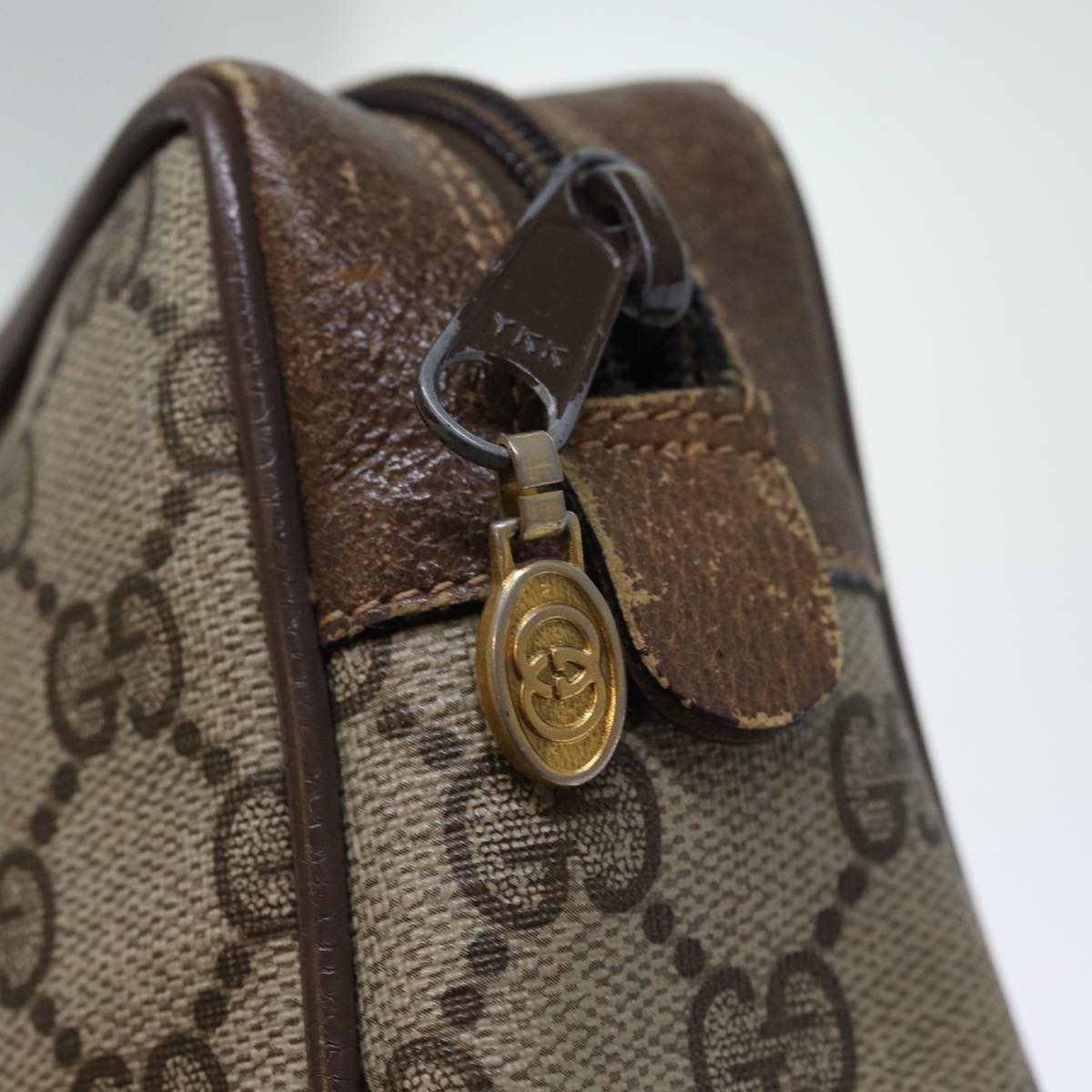 GUCCI GG Supreme Web Sherry Line Clutch Bag PVC Beige Red 75 01 012 bs14245