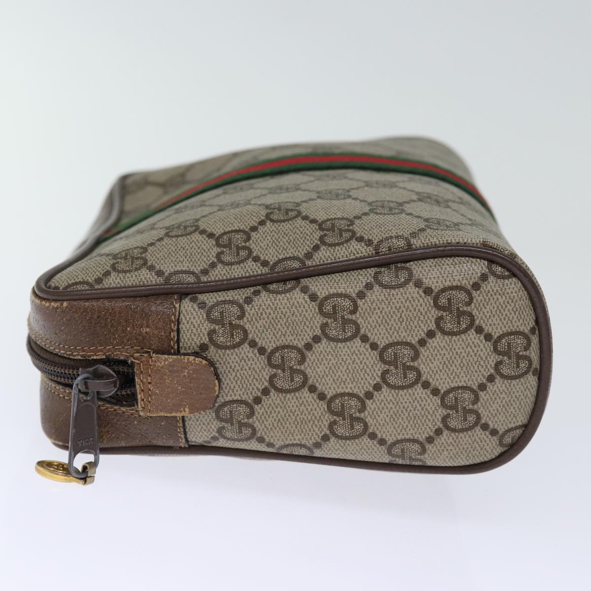 GUCCI GG Supreme Web Sherry Line Clutch Bag PVC Beige Red 75 01 012 bs14245