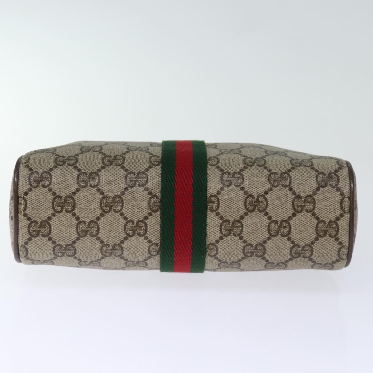 GUCCI GG Supreme Web Sherry Line Clutch Bag PVC Beige Red 75 01 012 bs14245