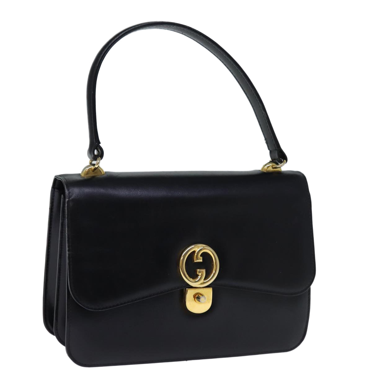 GUCCI Hand Bag Leather Black bs14246