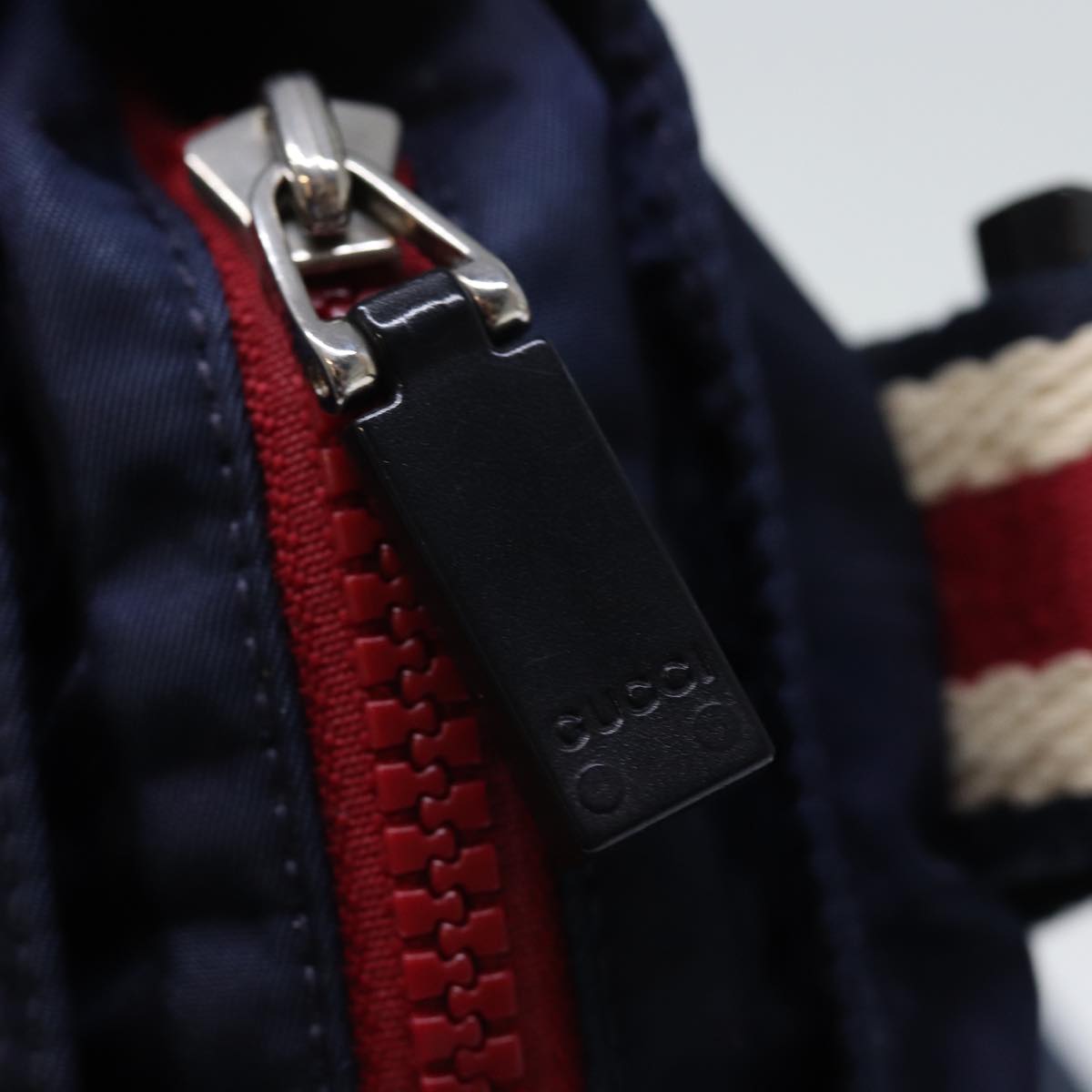 GUCCI Shoulder Bag Nylon Navy Red 189662 bs14293
