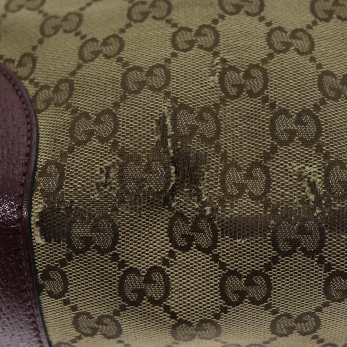GUCCI GG Canvas Shoulder Bag Bordeaux Beige 323673 bs14437