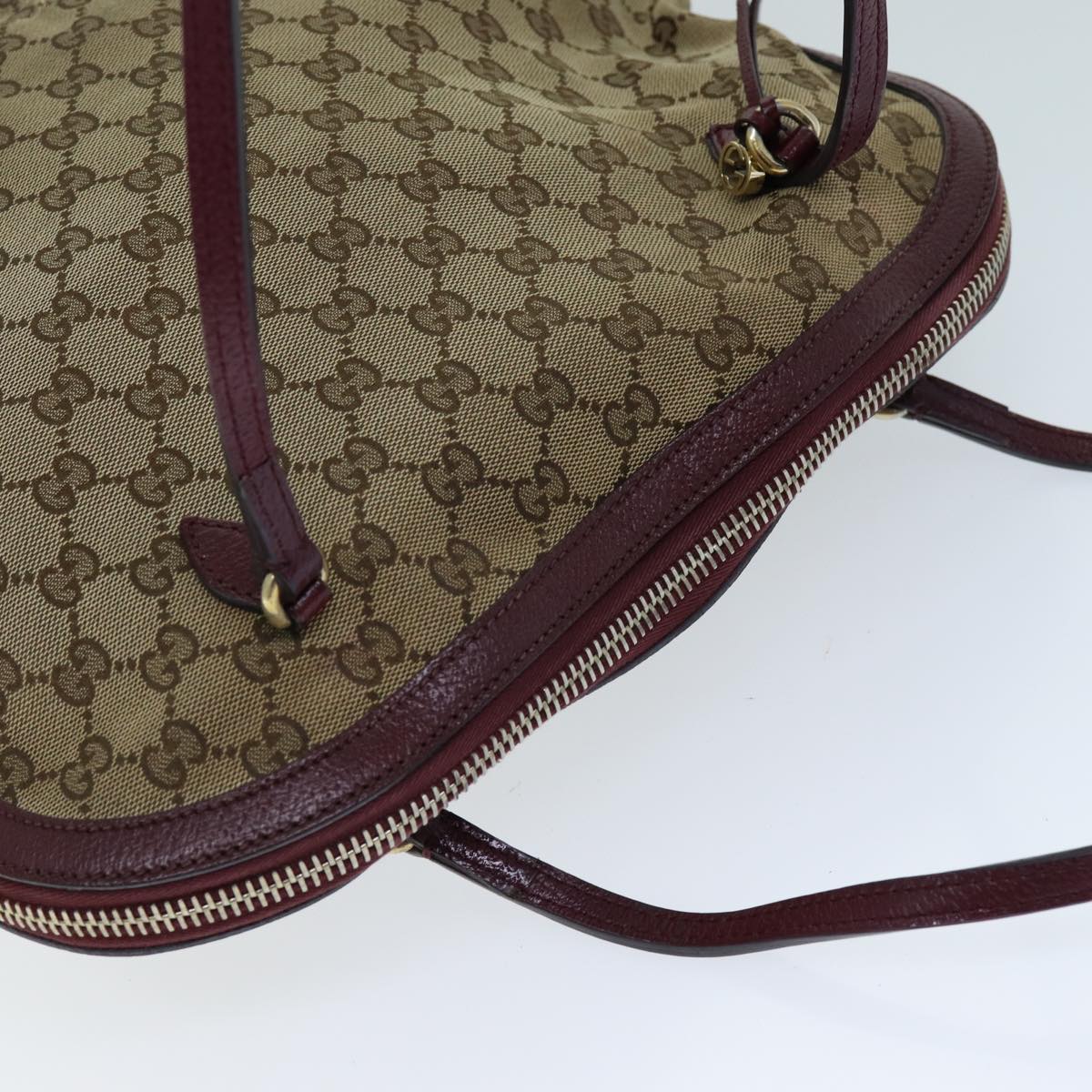 GUCCI GG Canvas Shoulder Bag Bordeaux Beige 323673 bs14437