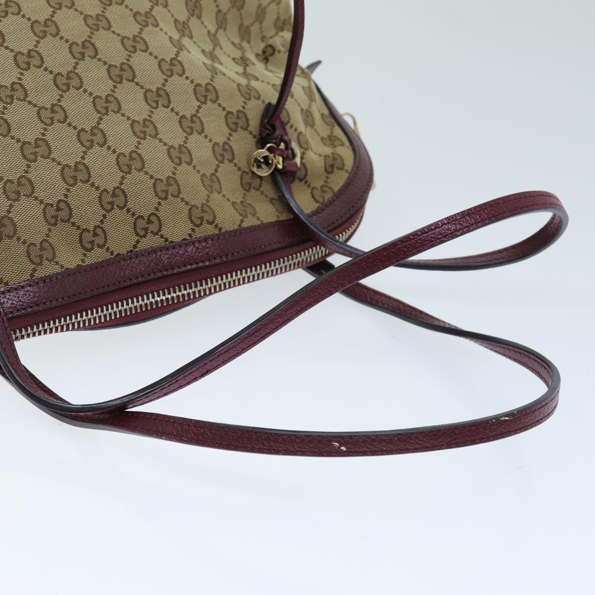 GUCCI GG Canvas Shoulder Bag Bordeaux Beige 323673 bs14437
