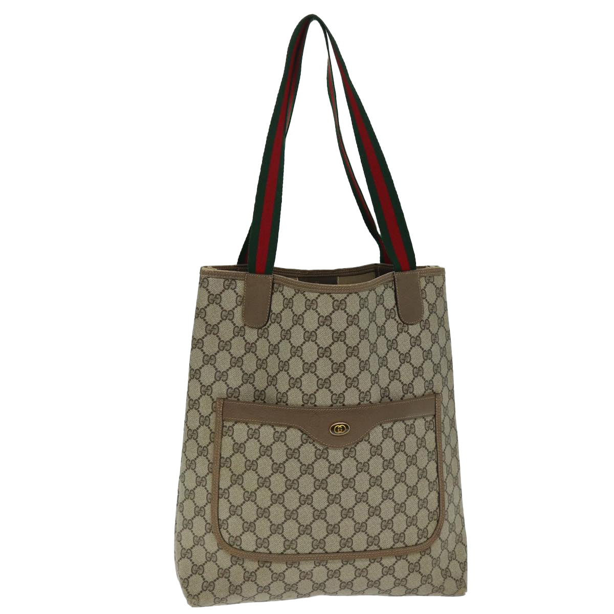 GUCCI GG Supreme Web Sherry Line Tote Bag PVC Beige Red 39 02 003 bs14438