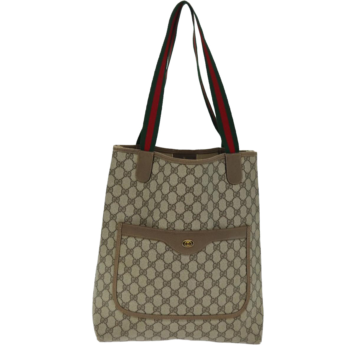 GUCCI GG Supreme Web Sherry Line Tote Bag PVC Beige Red 39 02 003 bs14438
