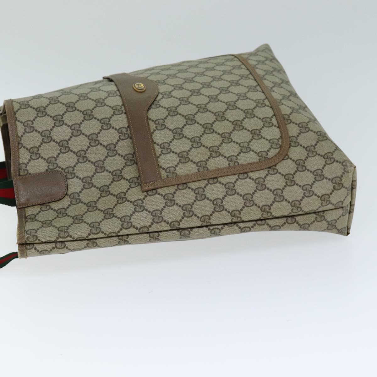 GUCCI GG Supreme Web Sherry Line Tote Bag PVC Beige Red 39 02 003 bs14438