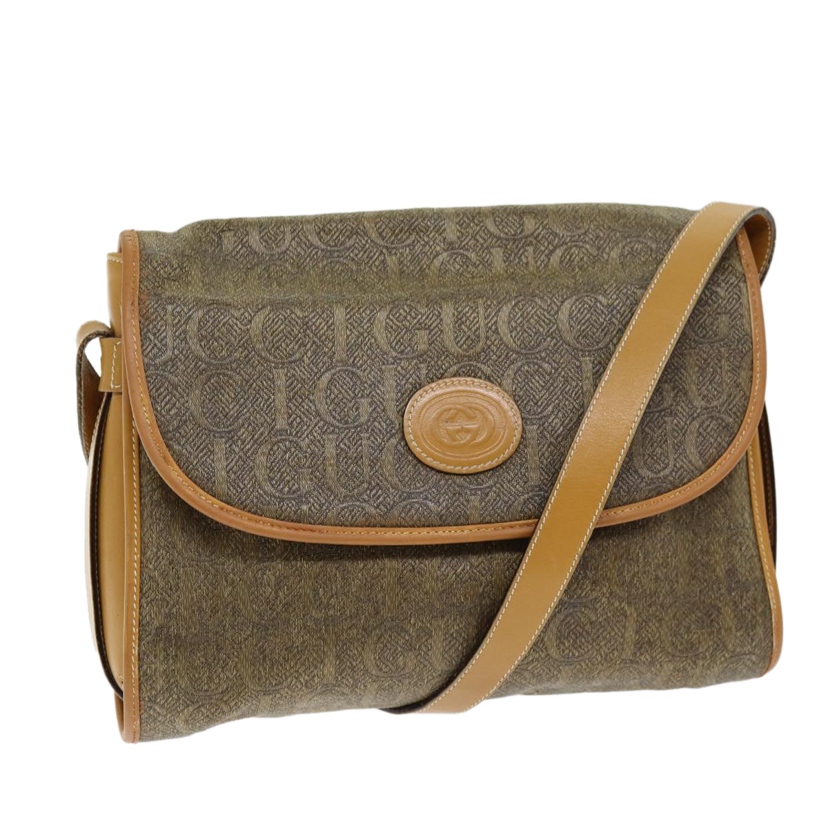 GUCCI Shoulder Bag Coated Canvas Beige bs14444