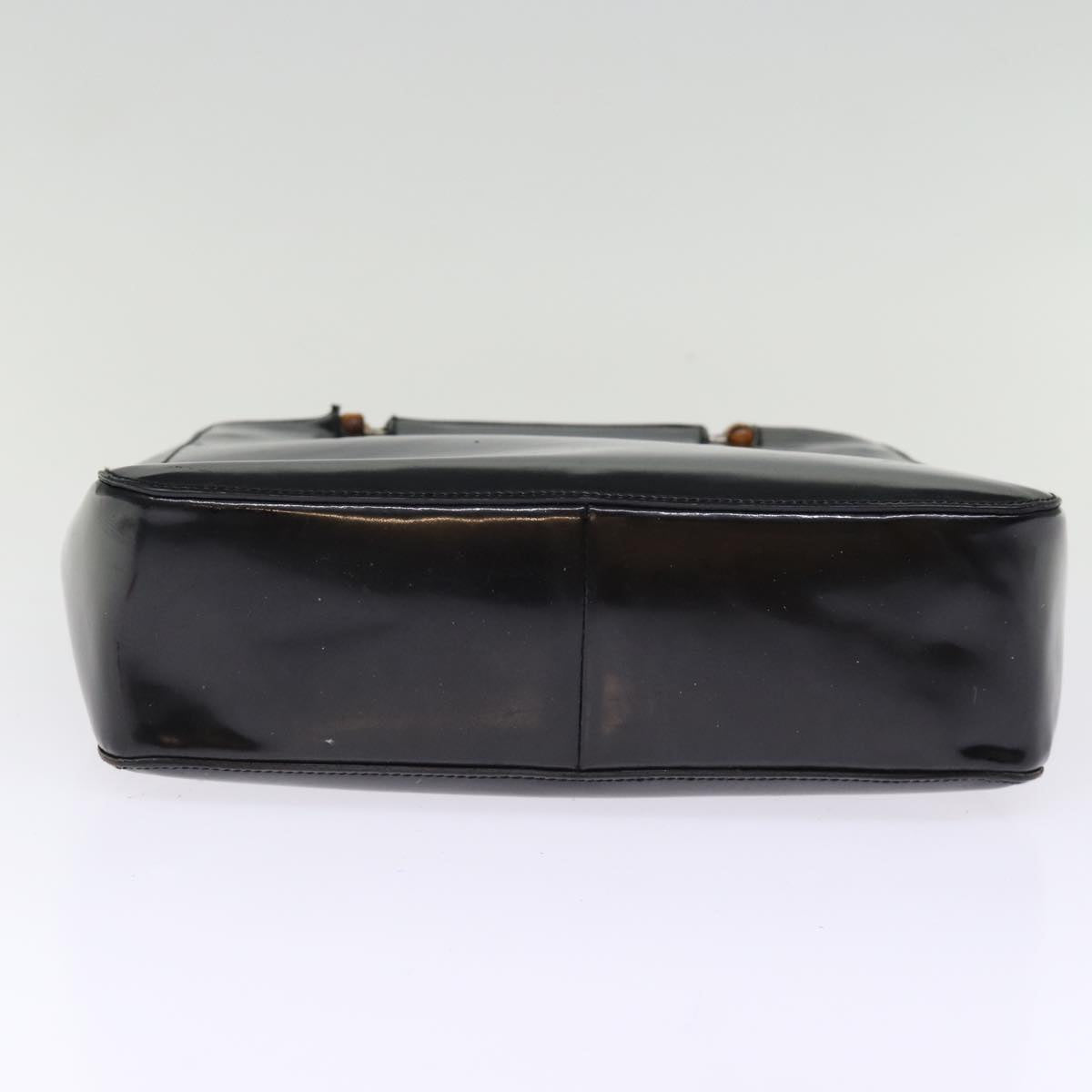 GUCCI Bamboo Hand Bag Enamel Black 93152 bs14450