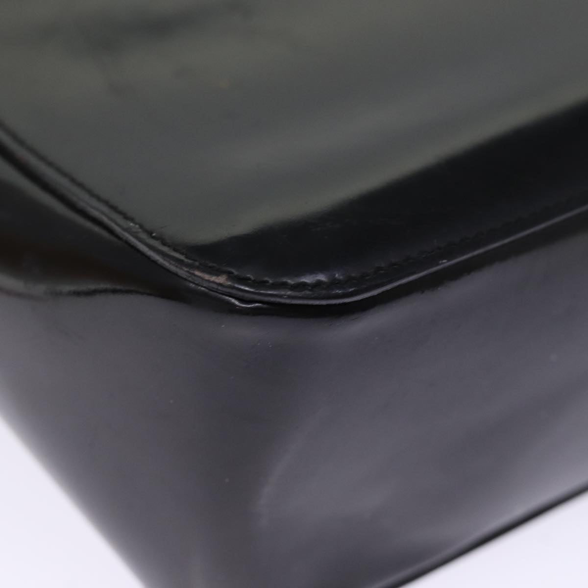 GUCCI Bamboo Hand Bag Enamel Black 93152 bs14450