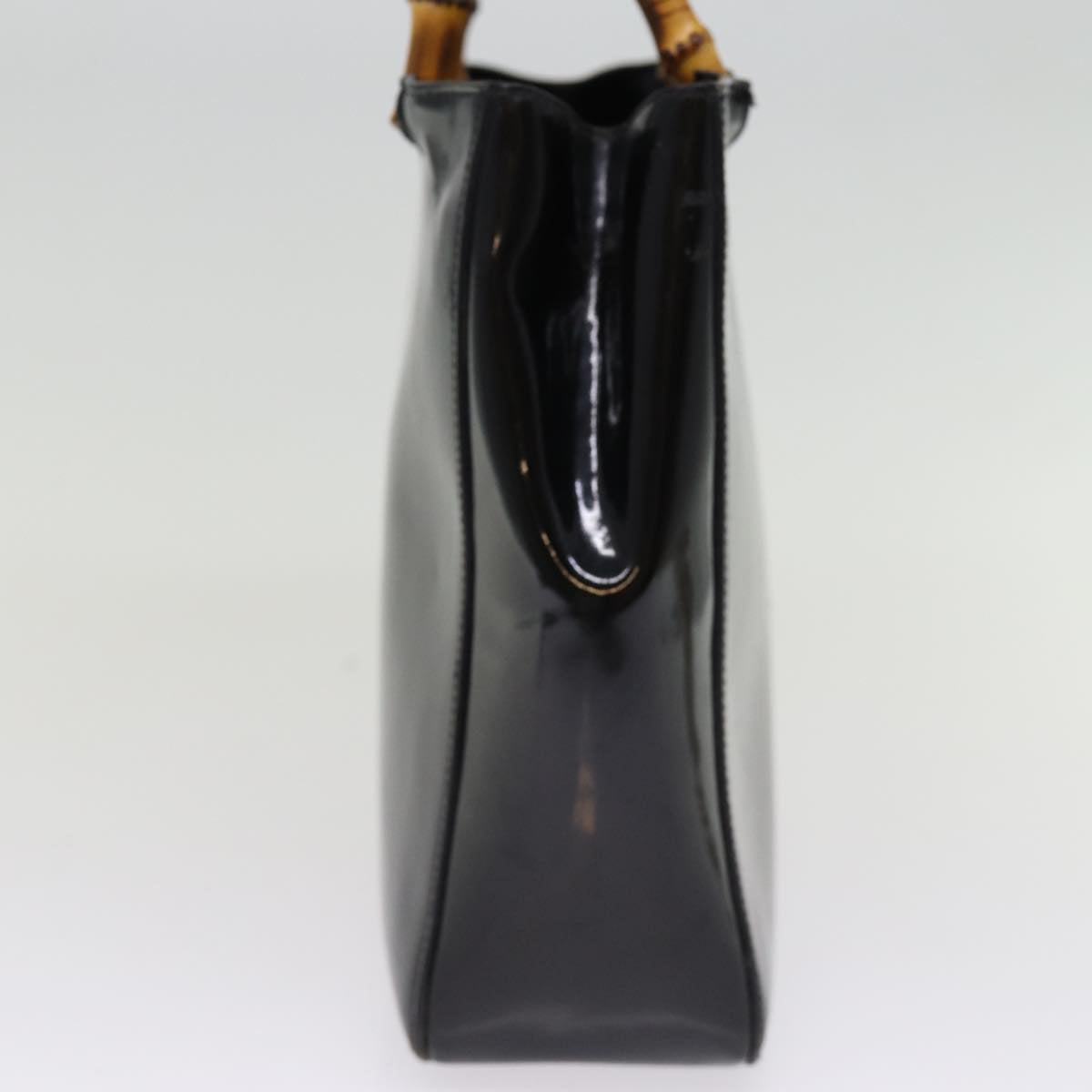 GUCCI Bamboo Hand Bag Enamel Black 93152 bs14450