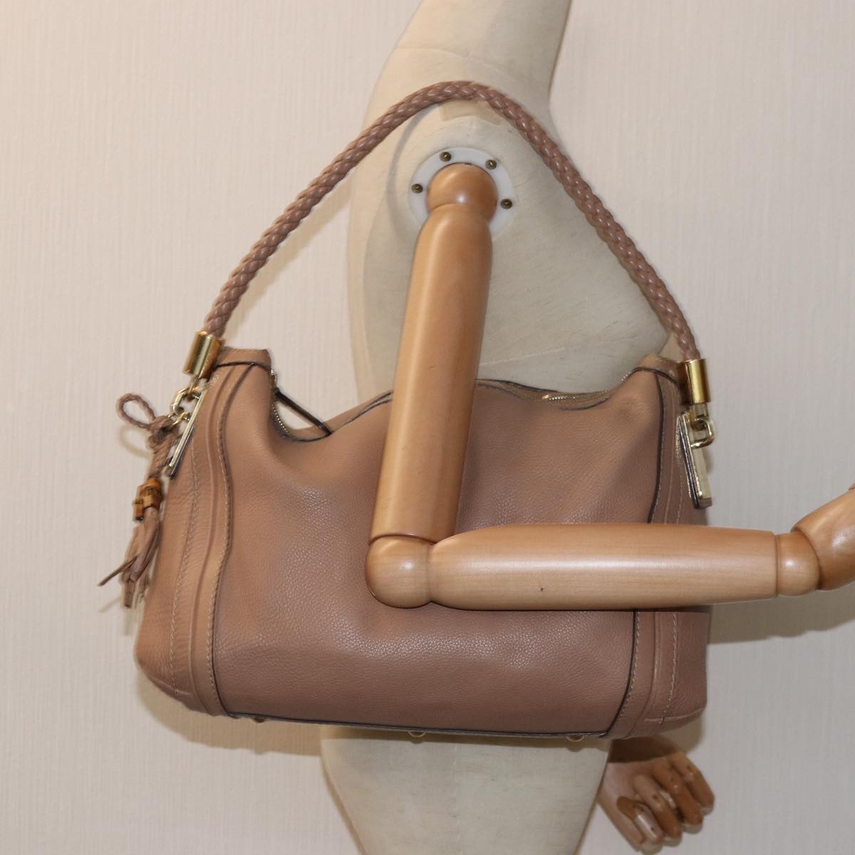 GUCCI Bamboo Shoulder Bag Leather Pink 269949 bs14562