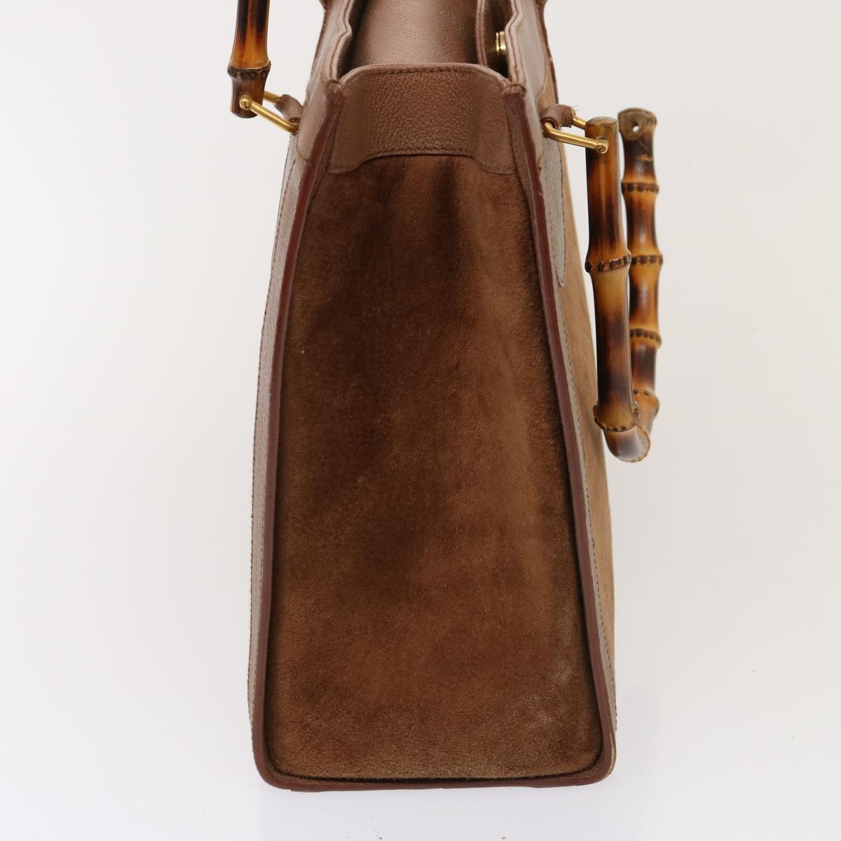GUCCI Bamboo Hand Bag Suede Brown 002 1186 0260 bs14724