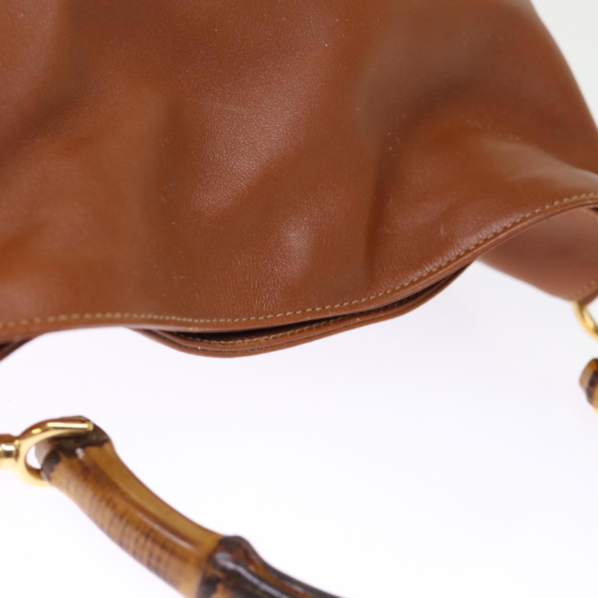GUCCI Bamboo Hand Bag Leather Brown 001 1014 1638 bs14725