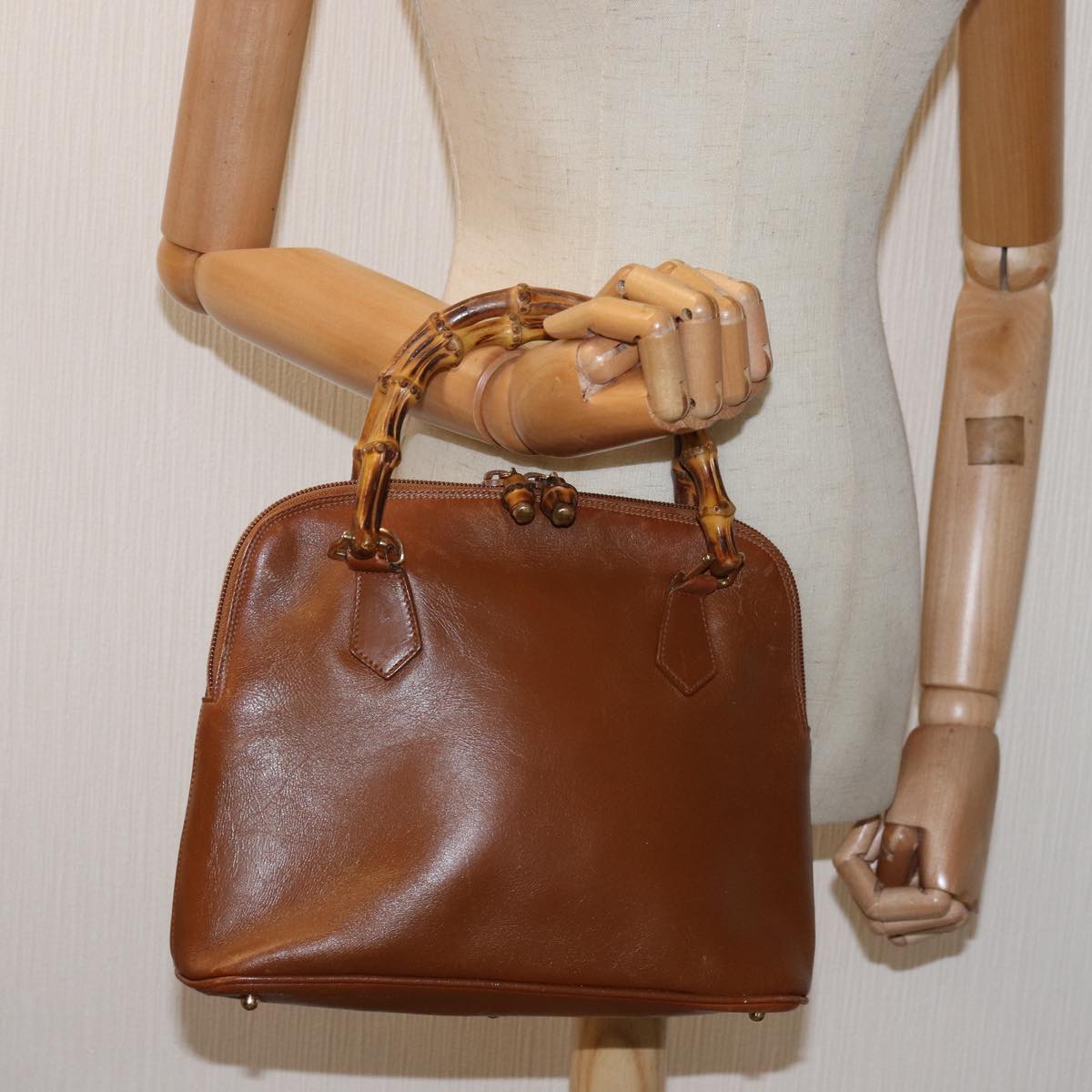 GUCCI Bamboo Hand Bag Leather Brown 000 1046 0290 bs14807