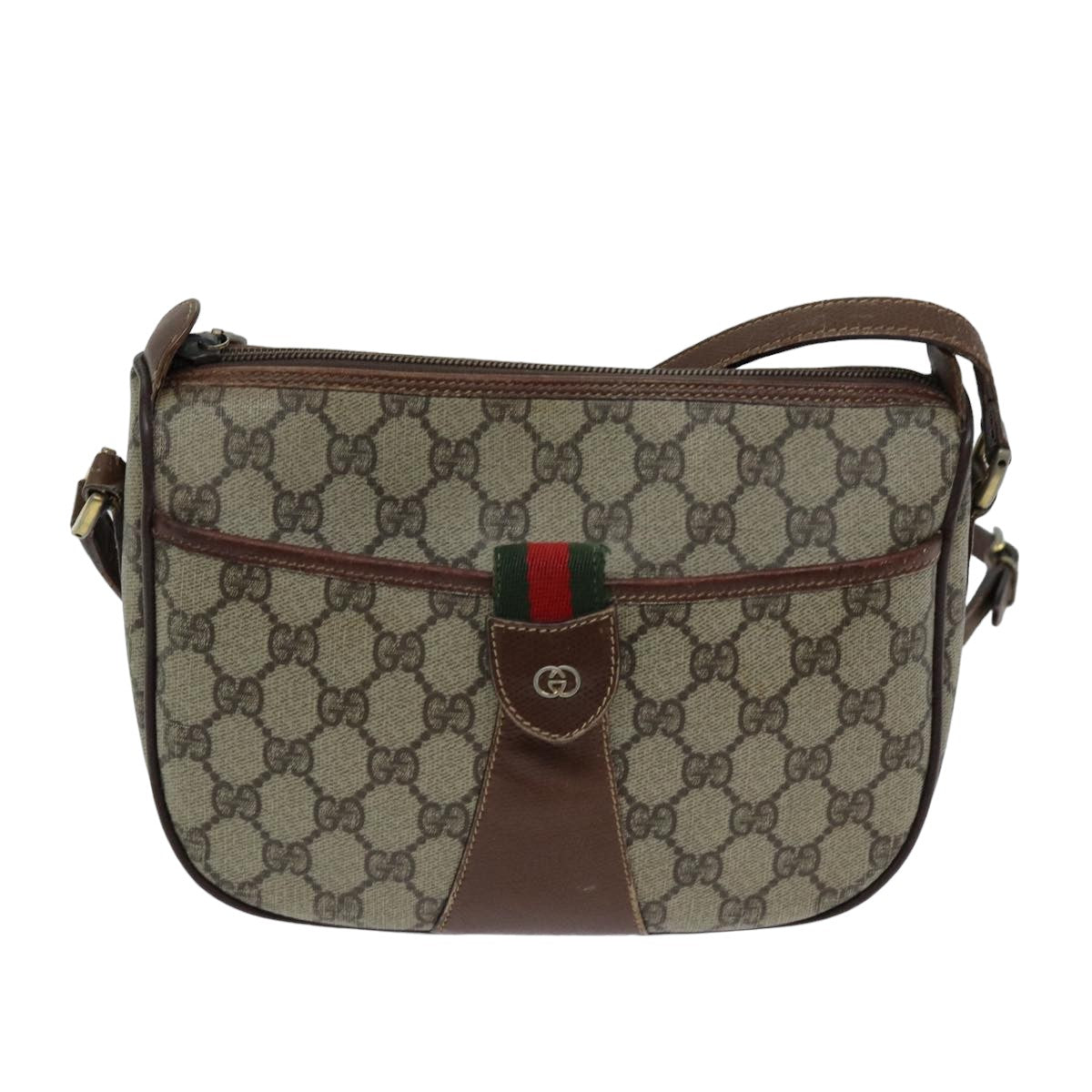 GUCCI GG Supreme Web Sherry Line Shoulder Bag Beige 001 754 6177 bs14808