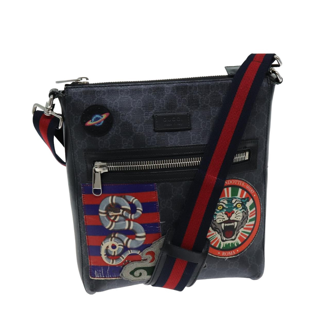 GUCCI Sherry Line Courier GG Supreme Shoulder Bag PVC Black 474137 bs14833