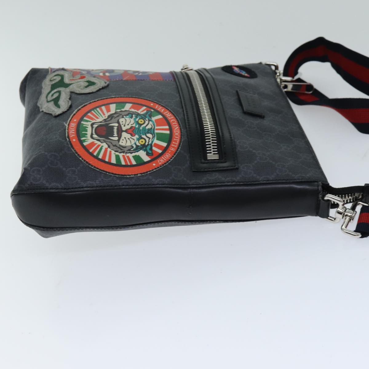 GUCCI Sherry Line Courier GG Supreme Shoulder Bag PVC Black 474137 bs14833