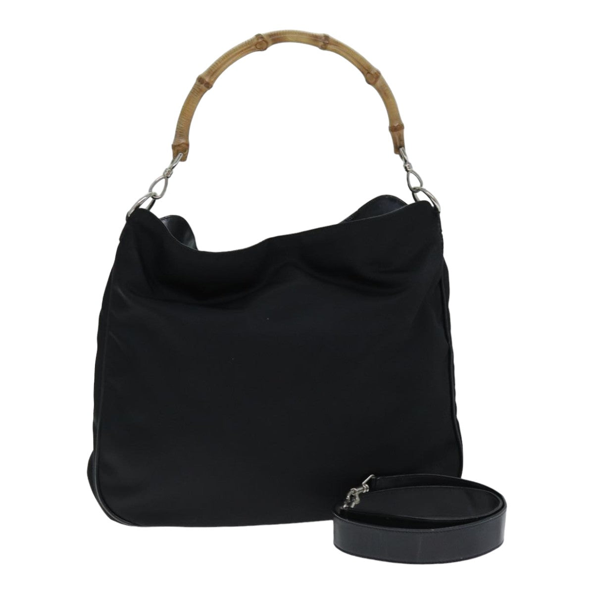 GUCCI Bamboo Hand Bag Nylon Black 001 2113 1577 bs14834