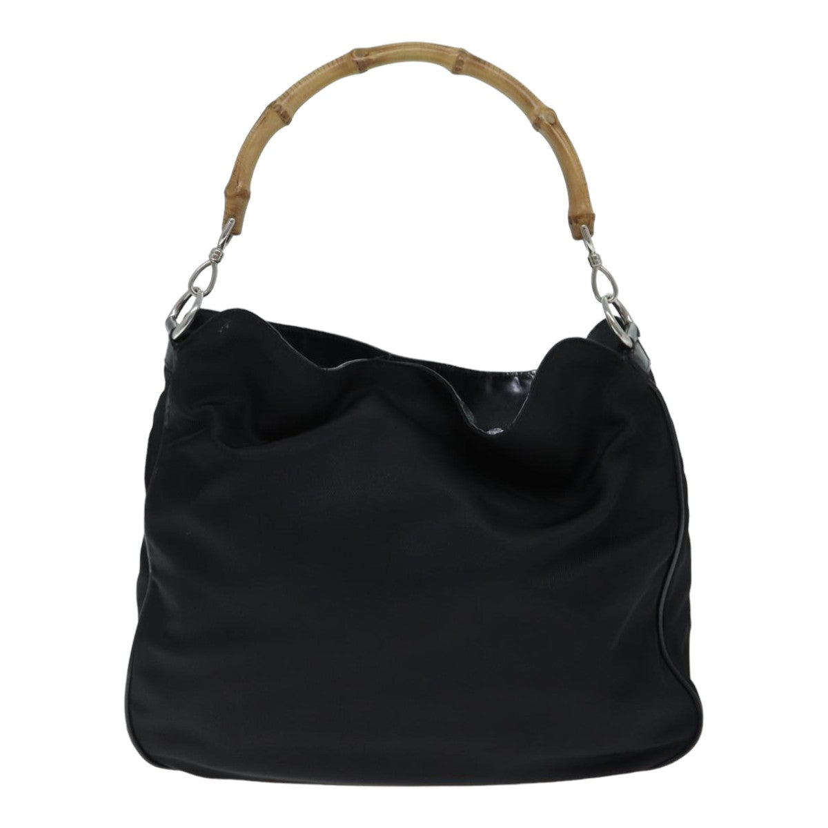 GUCCI Bamboo Hand Bag Nylon Black 001 2113 1577 bs14834