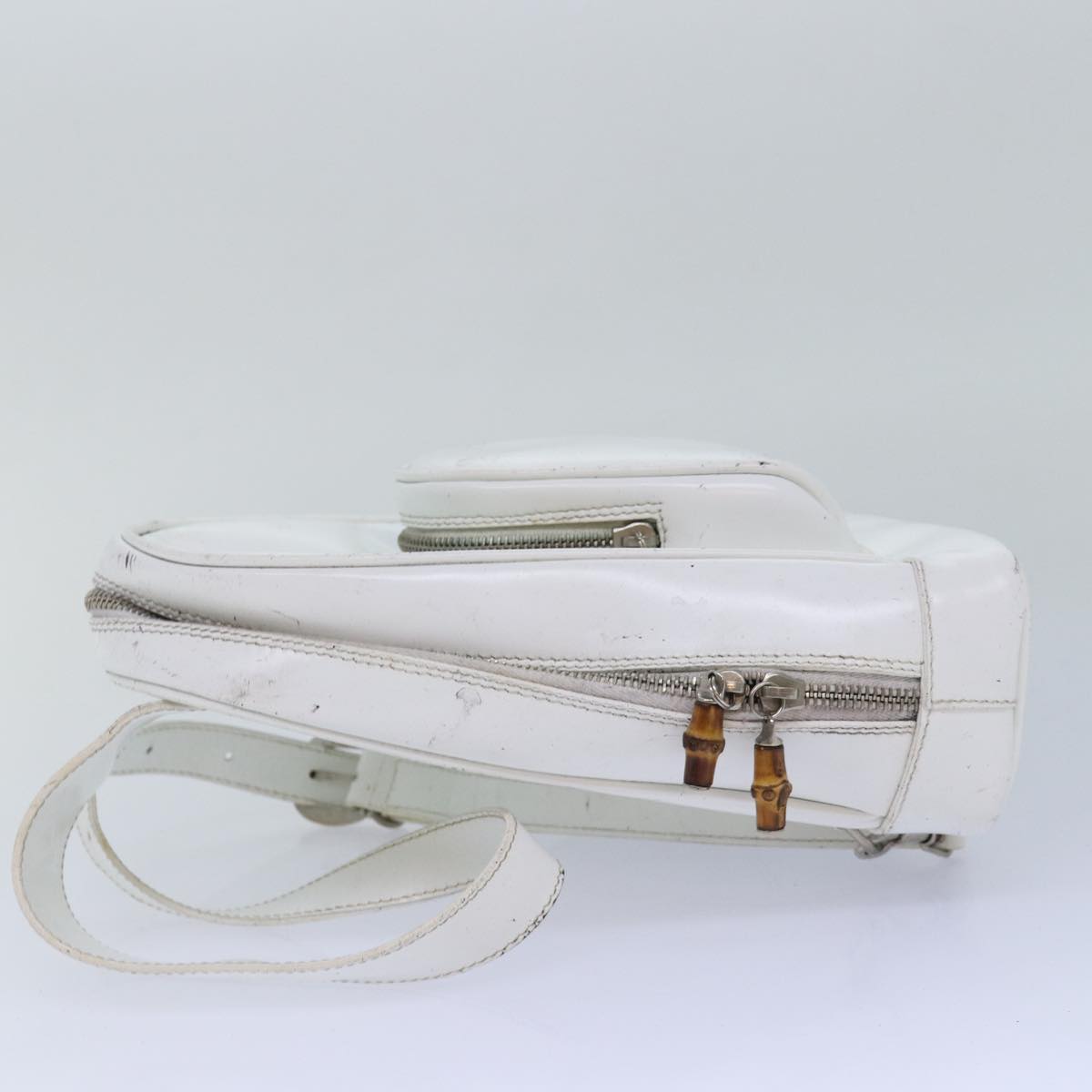 GUCCI Bamboo Shoulder Bag Nylon Leather 3Set Black White bs14881