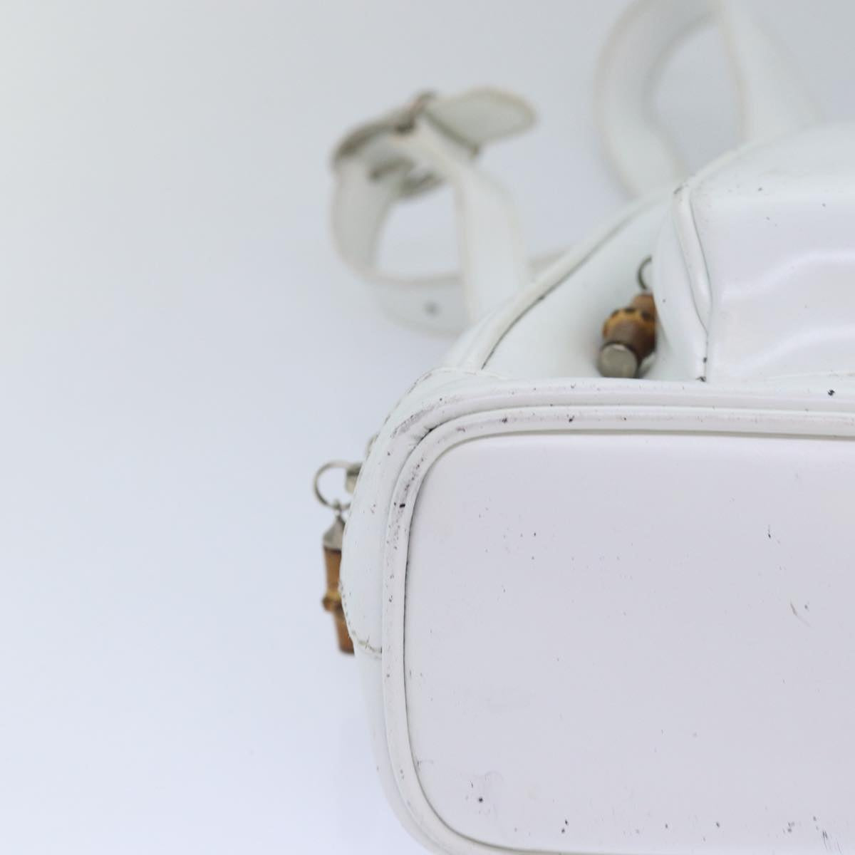 GUCCI Bamboo Shoulder Bag Nylon Leather 3Set Black White bs14881