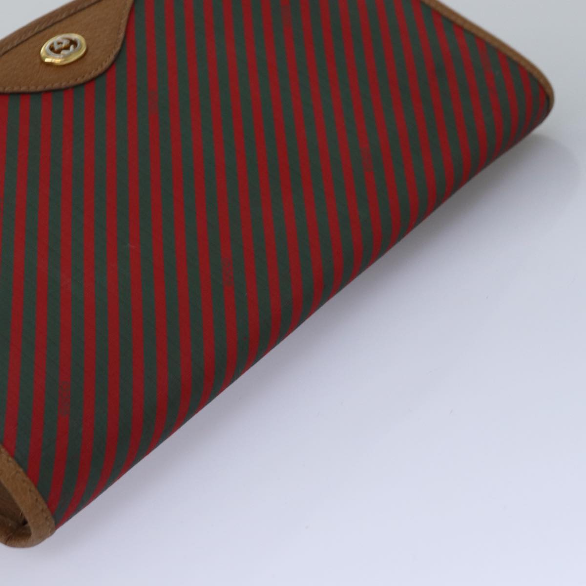GUCCI Clutch Bag Coated Canvas Red Green 89 01 039 bs14889
