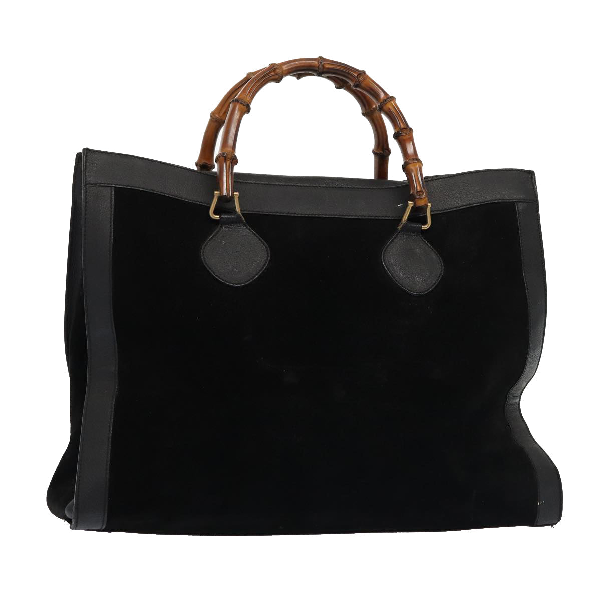 GUCCI Bamboo Hand Bag Suede Leather Black 002 1186 0259 bs14947