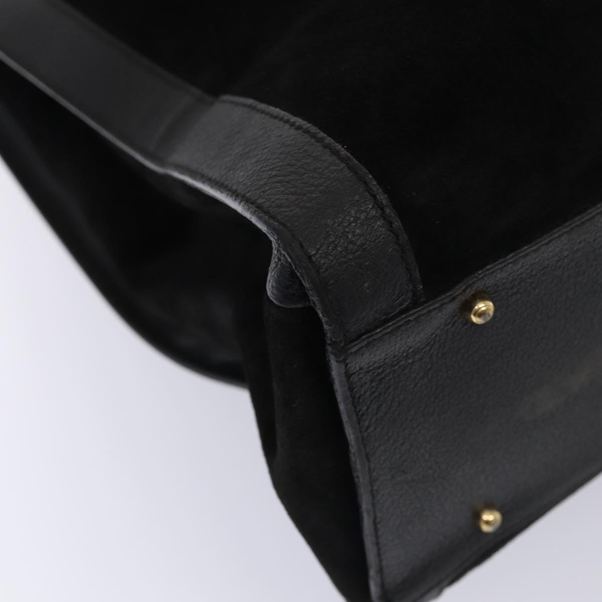 GUCCI Bamboo Hand Bag Suede Leather Black 002 1186 0259 bs14947