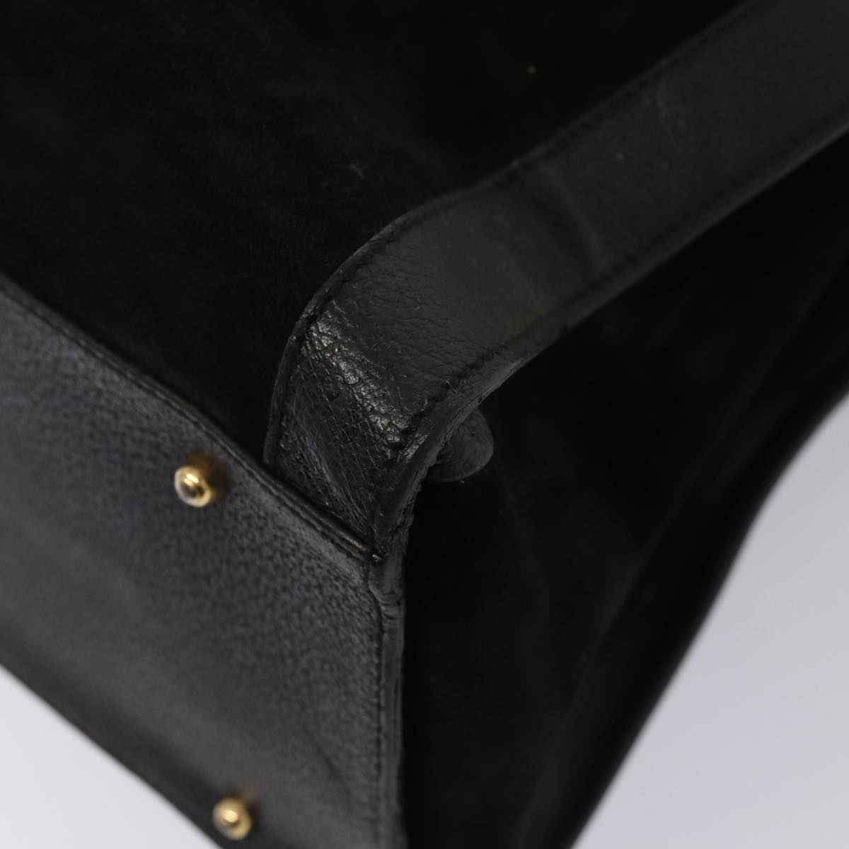 GUCCI Bamboo Hand Bag Suede Leather Black 002 1186 0259 bs14947