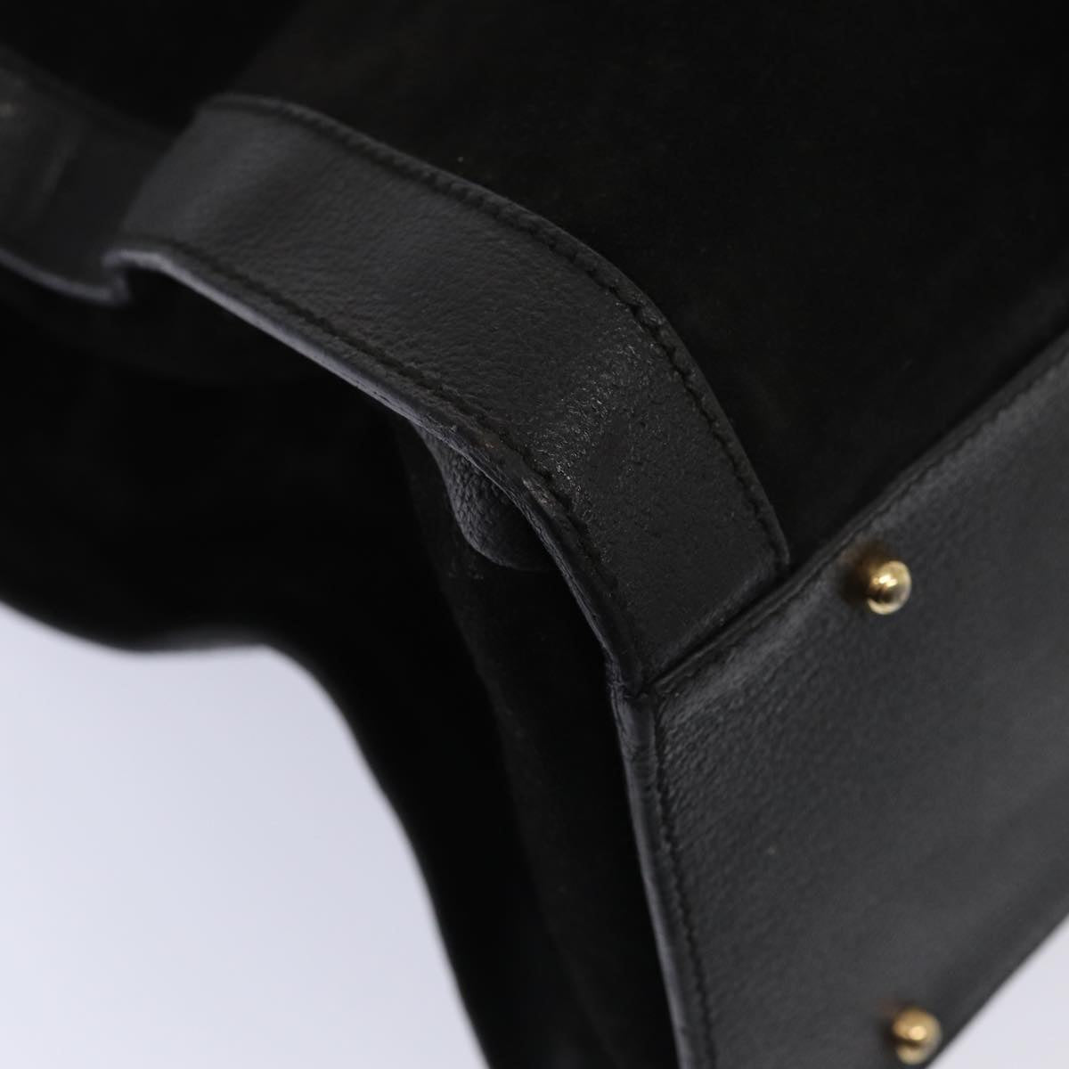 GUCCI Bamboo Hand Bag Suede Leather Black 002 1186 0259 bs14947