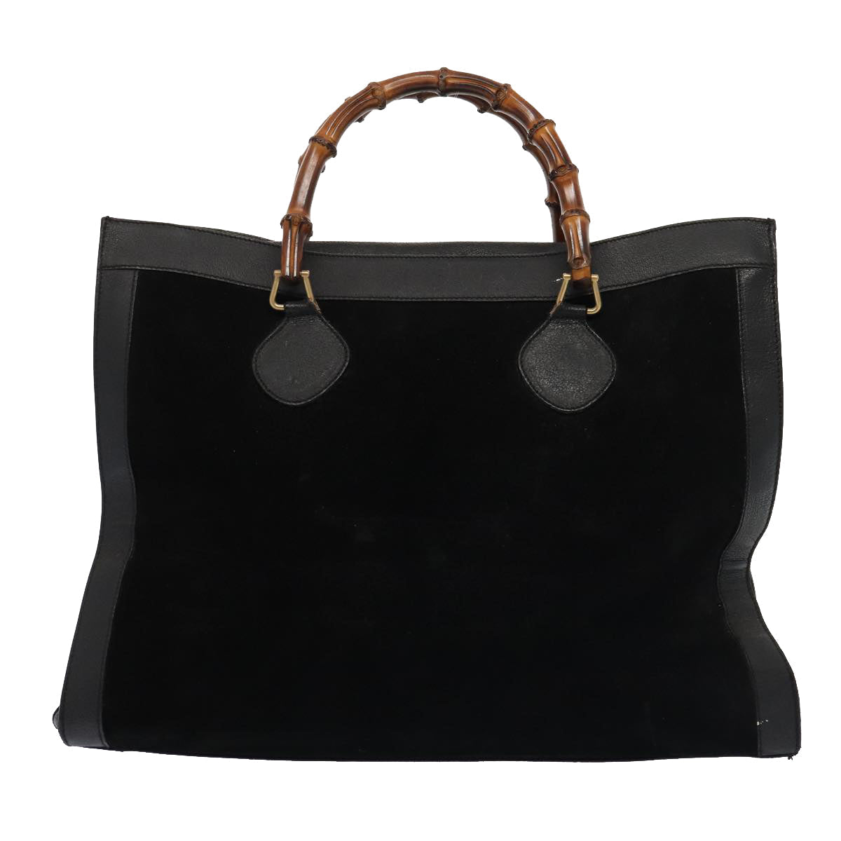 GUCCI Bamboo Hand Bag Suede Leather Black 002 1186 0259 bs14947