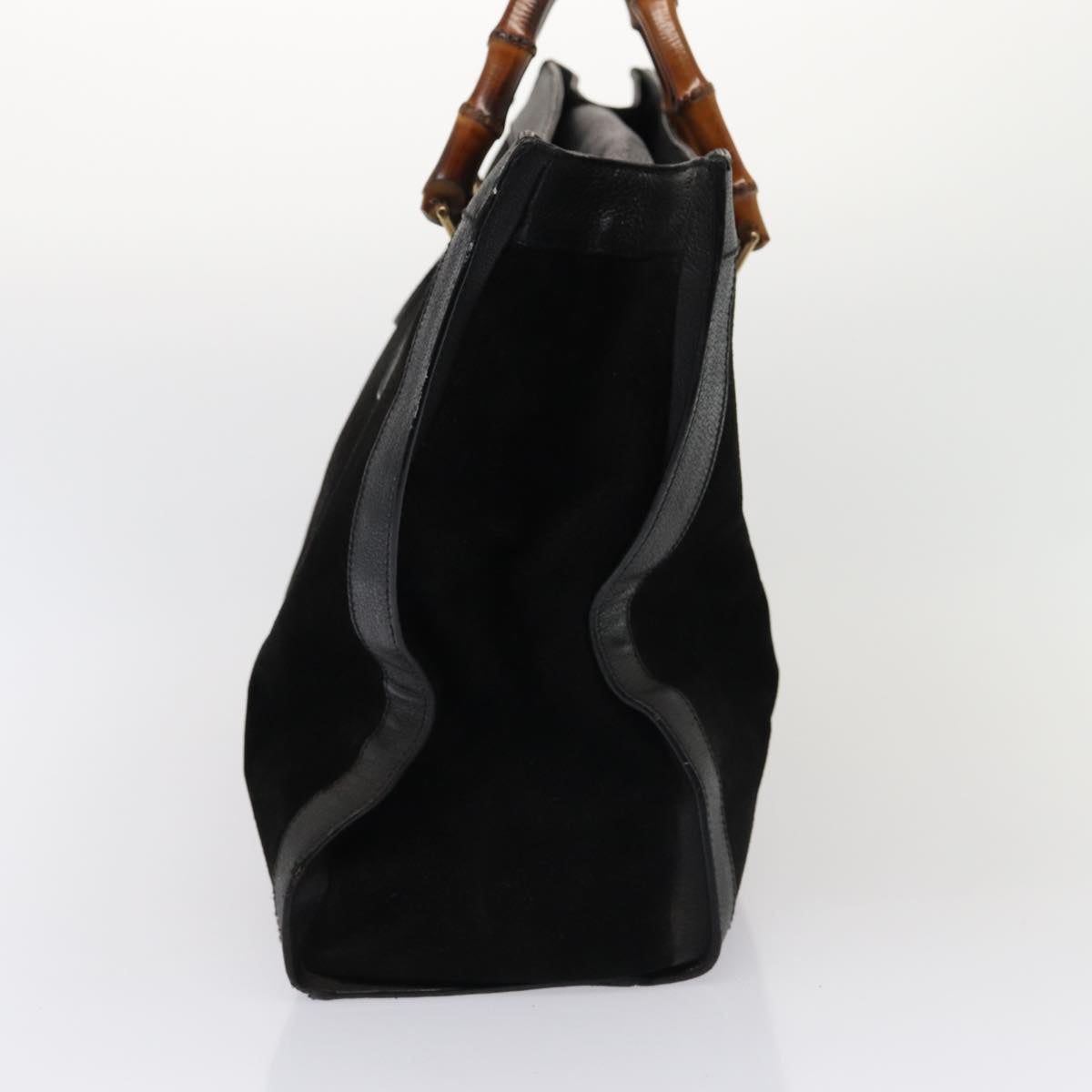 GUCCI Bamboo Hand Bag Suede Leather Black 002 1186 0259 bs14947