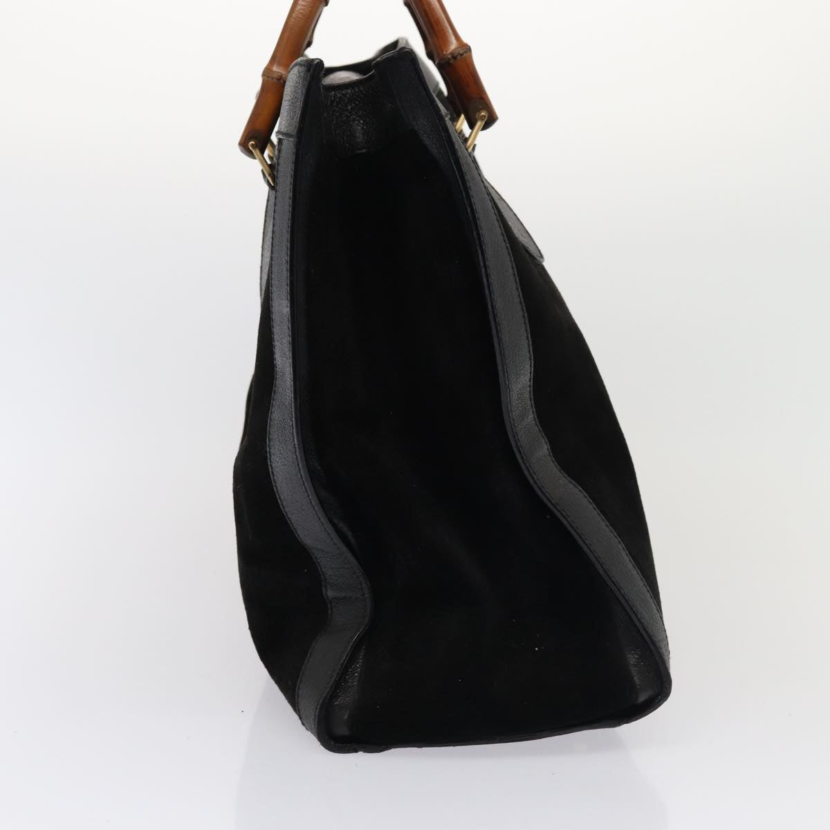 GUCCI Bamboo Hand Bag Suede Leather Black 002 1186 0259 bs14947