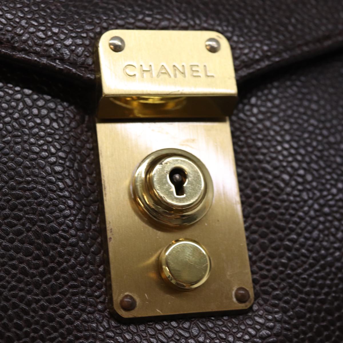 CHANEL Hand Bag Caviar Skin Black CC bs14972