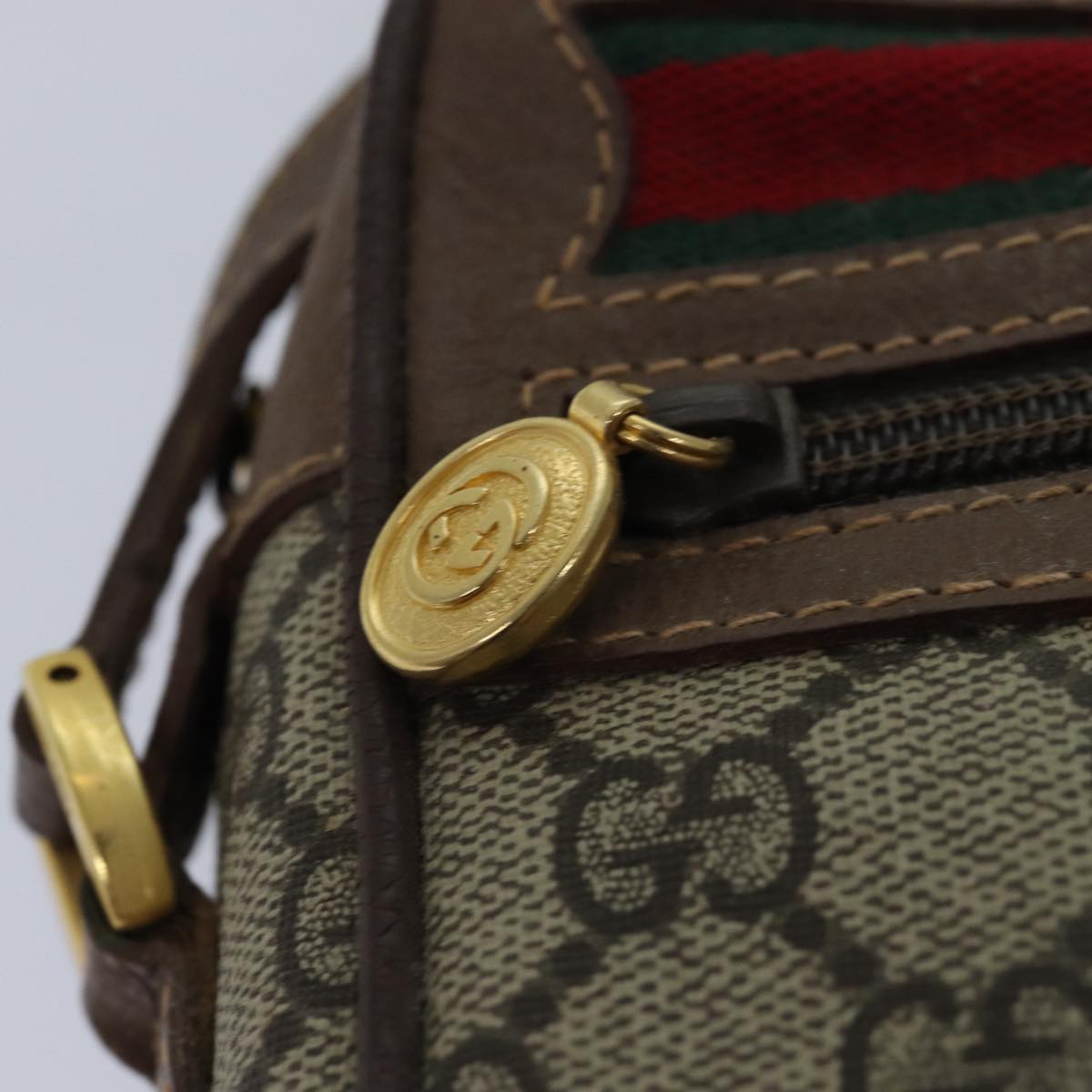 GUCCI GG Supreme Web Sherry Line Shoulder Bag PVC Beige 001 50 6655 bs14987