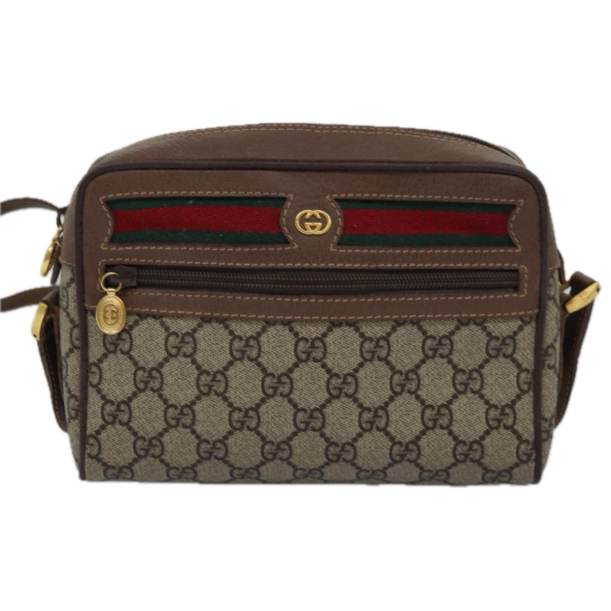 GUCCI GG Supreme Web Sherry Line Shoulder Bag PVC Beige 001 50 6655 bs14987