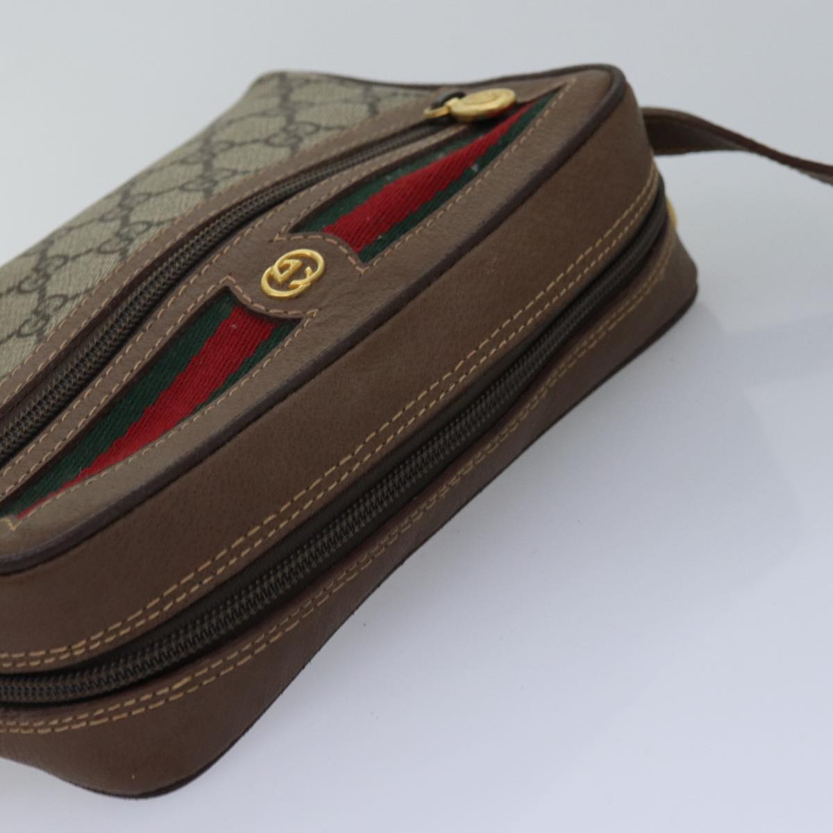 GUCCI GG Supreme Web Sherry Line Shoulder Bag PVC Beige 001 50 6655 bs14987