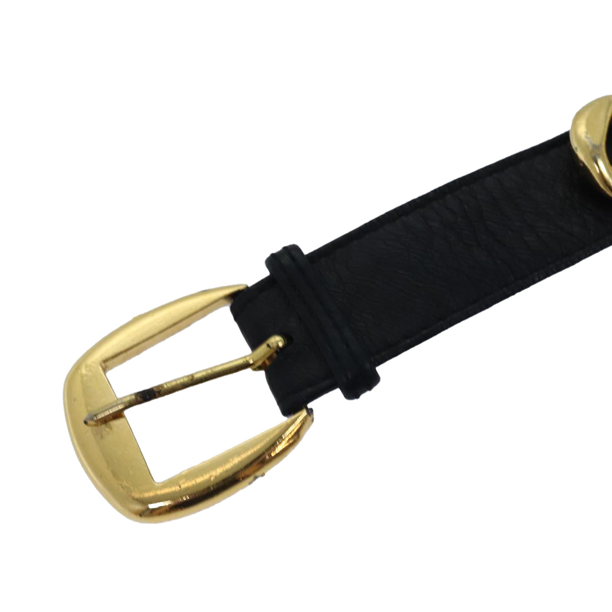 CHANEL Chain Belt metal 31.1"" Gold Black CC bs14988