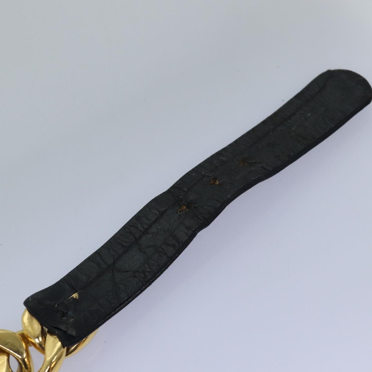 CHANEL Chain Belt metal 31.1"" Gold Black CC bs14988