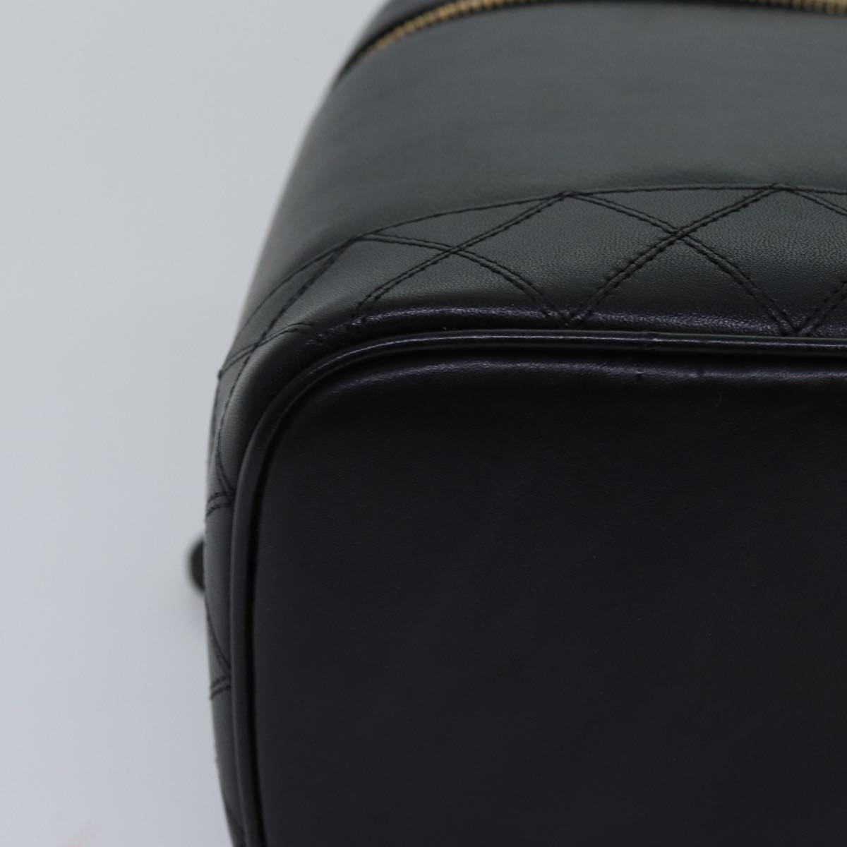 CHANEL Bicolole Vanity Cosmetic Pouch Leather Black CC bs14989