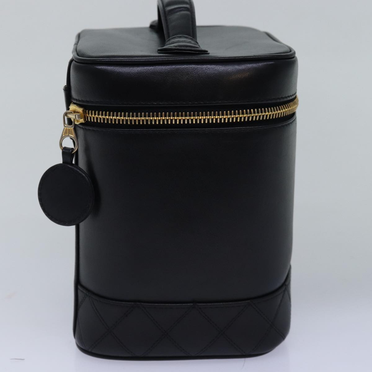 CHANEL Bicolole Vanity Cosmetic Pouch Leather Black CC bs14989