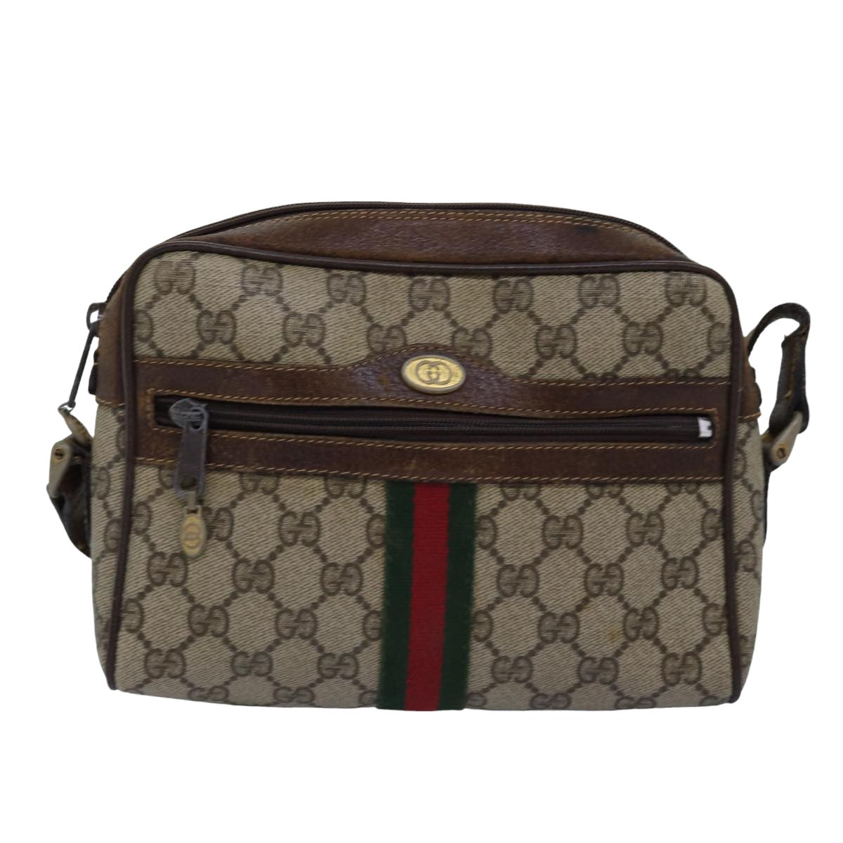 GUCCI GG Supreme Web Sherry Line Shoulder Bag PVC Beige 001 3654 5 bs15002