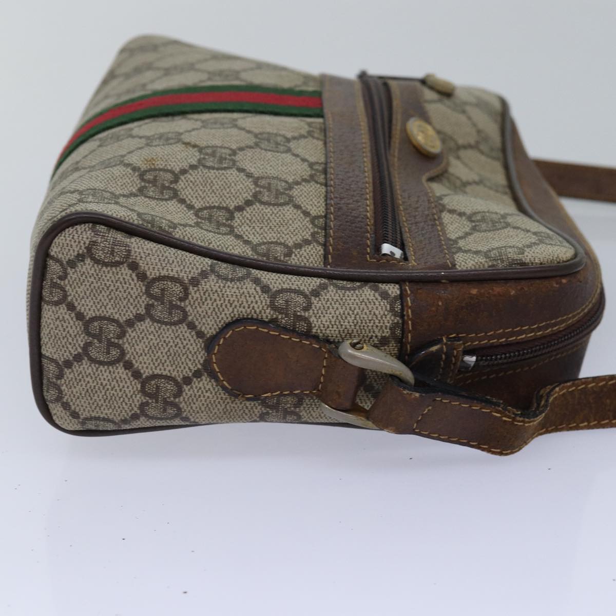 GUCCI GG Supreme Web Sherry Line Shoulder Bag PVC Beige 001 3654 5 bs15002