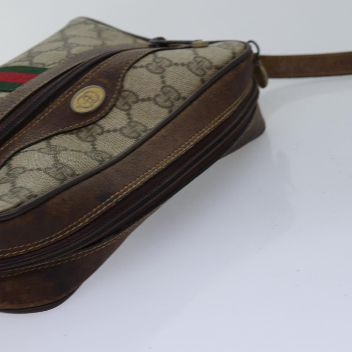 GUCCI GG Supreme Web Sherry Line Shoulder Bag PVC Beige 001 3654 5 bs15002