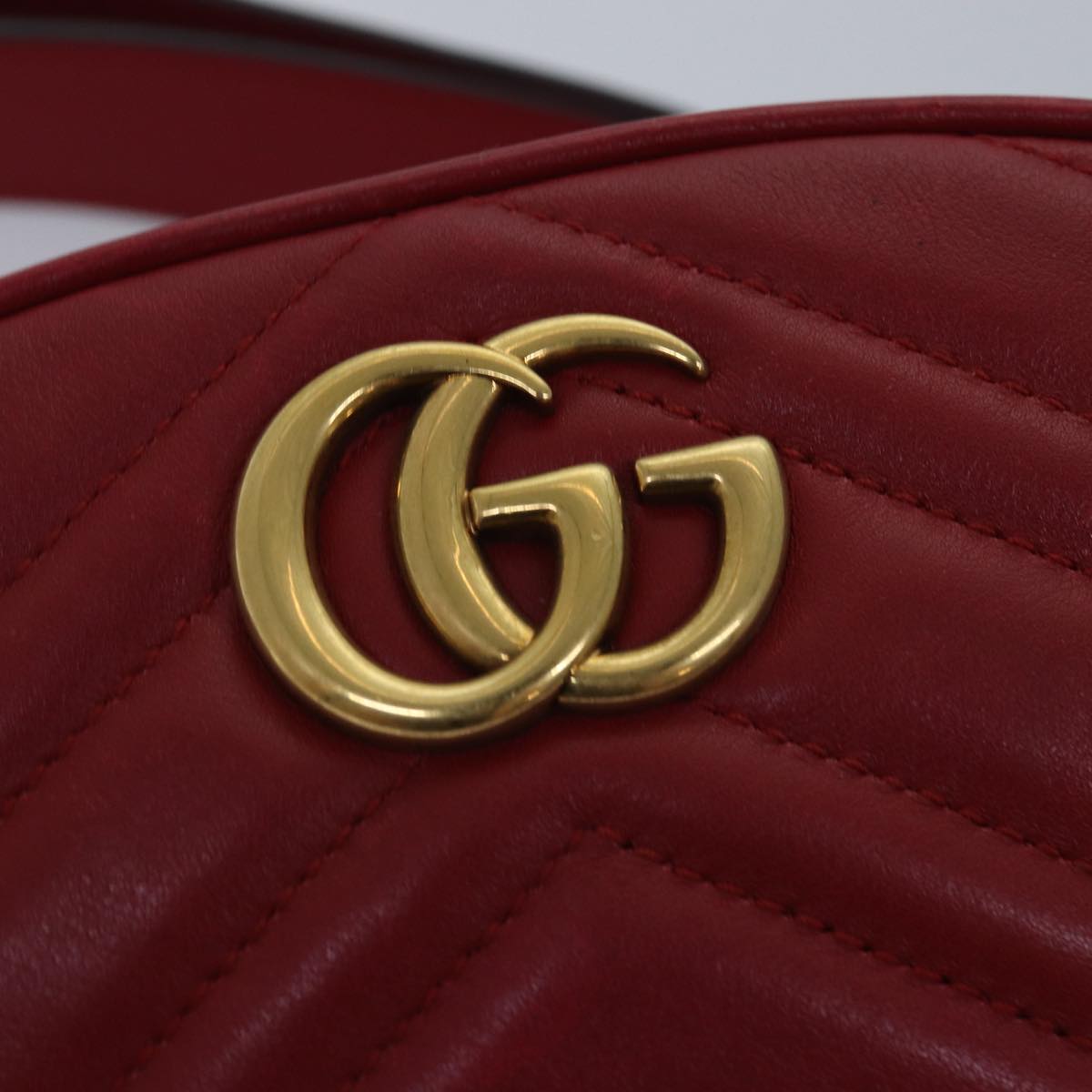 GUCCI GG Marmont Waist bag Leather Red 476434 bs15029