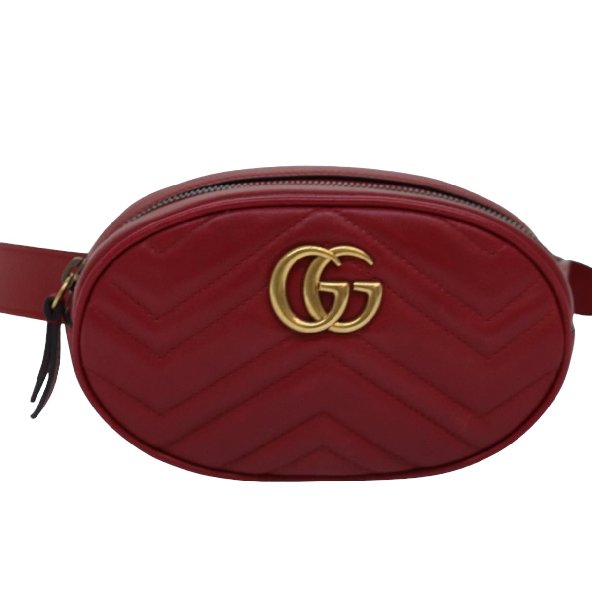 GUCCI GG Marmont Waist bag Leather Red 476434 bs15029